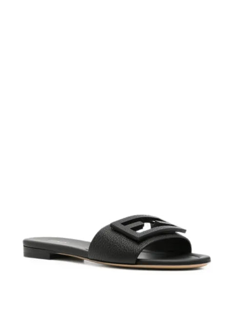 FENDI Tube burgudy leather slides