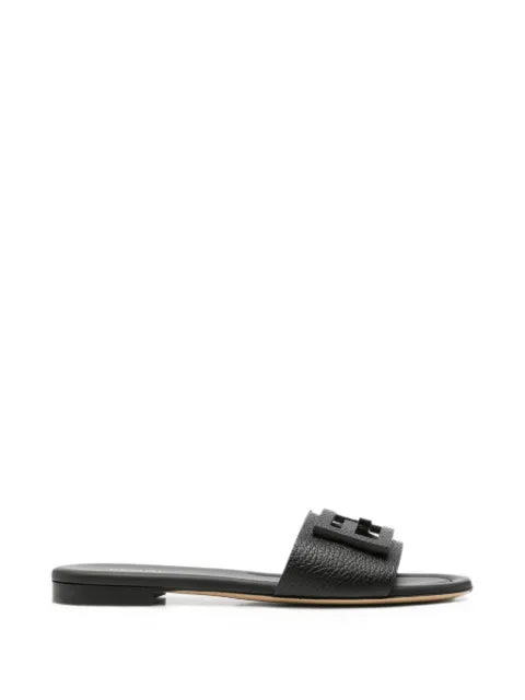 FENDI Tube burgudy leather slides