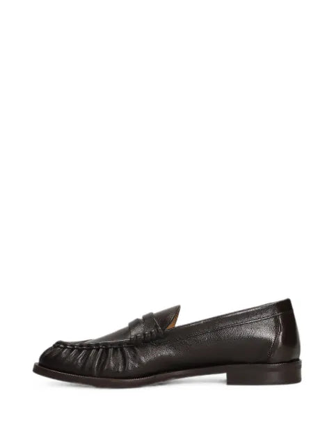 Julie Dee gathered leather loafers