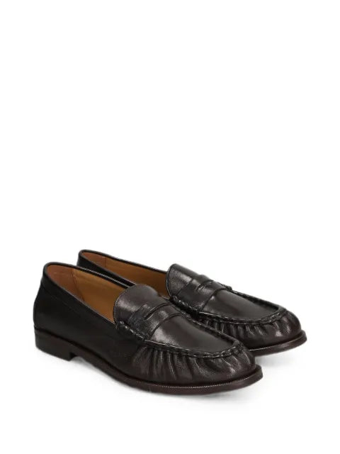 Julie Dee gathered leather loafers
