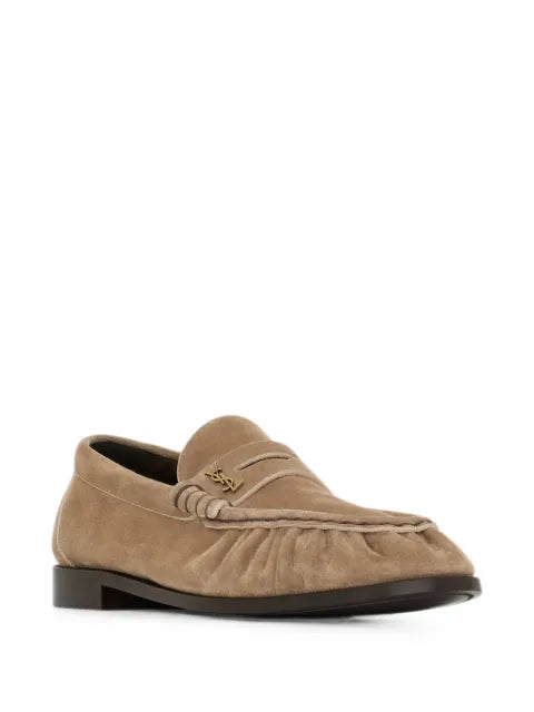 Saint Laurent YSL-plaque ruched loafers