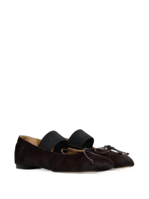 MM6 Maison Margiela Anatomic Numeric elastic ballerinas in pony hair