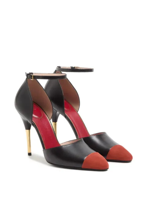 Valentino Garavani D'Orsay Sinead pumps in goatskin and suede 105mm