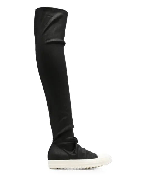 Rick Owens DRKSHDW Tower high-sock sneaks in stretch denim