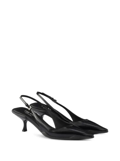Prada brushed leather slingback pumps