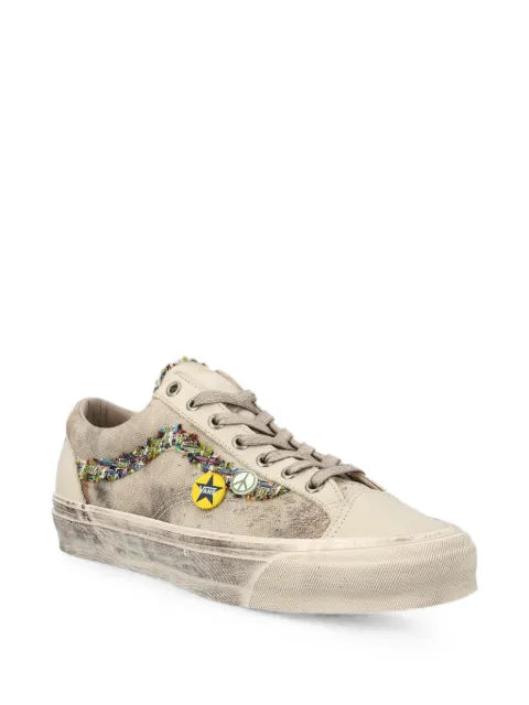 Vans badge-embellished tweed-trim sneakers