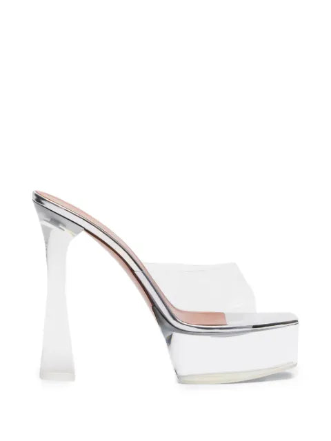 Amina Muaddi Dalida glass plateau slippers
