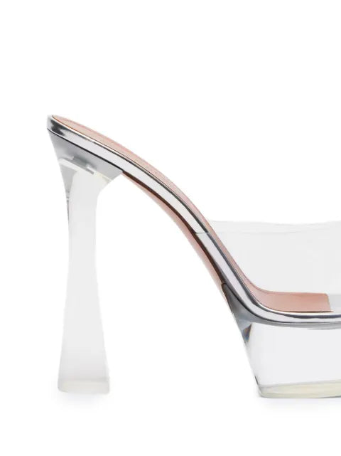 Amina Muaddi Dalida glass plateau slippers