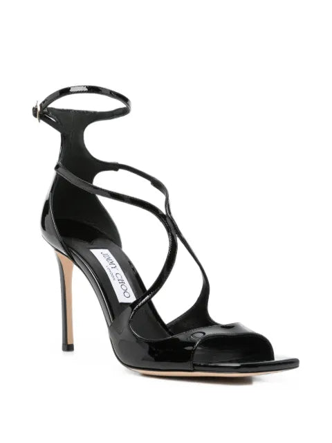 Jimmy Choo Azia 95 black patent leather sandals