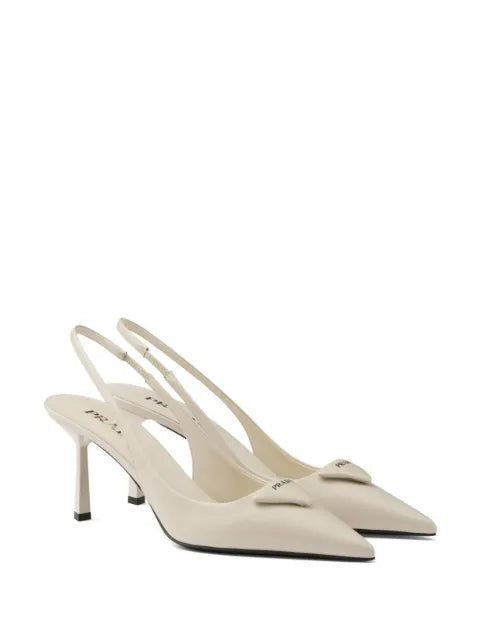 Prada Saffiano patent-leather slingback pumps