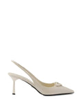 Prada Saffiano patent-leather slingback pumps
