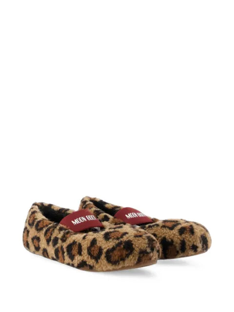 Moon Boot leopard-print shearling ballet flats