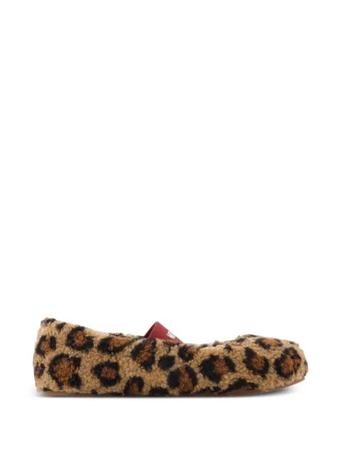 Moon Boot leopard-print shearling ballet flats