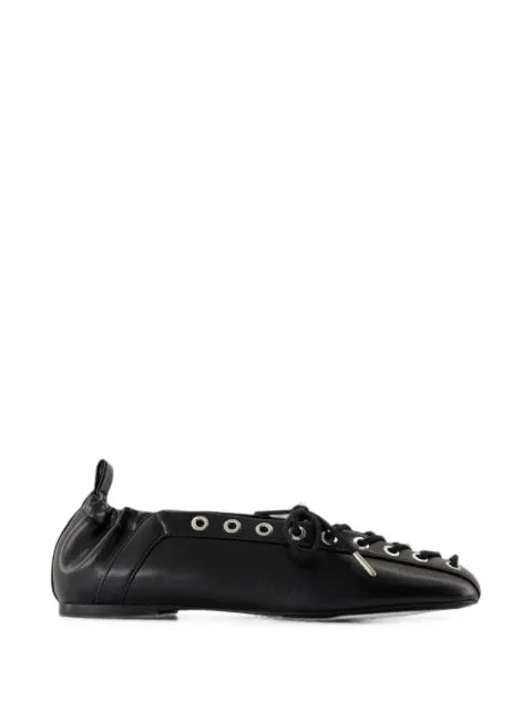 GANNI eyelet-embellished lace-up ballet flats