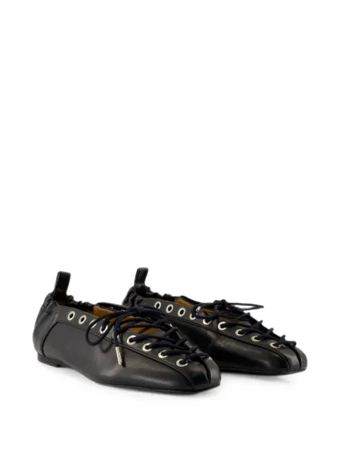 GANNI eyelet-embellished lace-up ballet flats