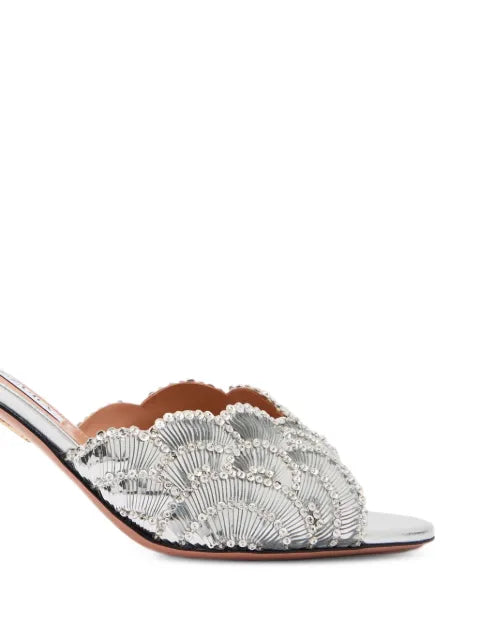 Aquazzura crystal-embellished scalloped sandals