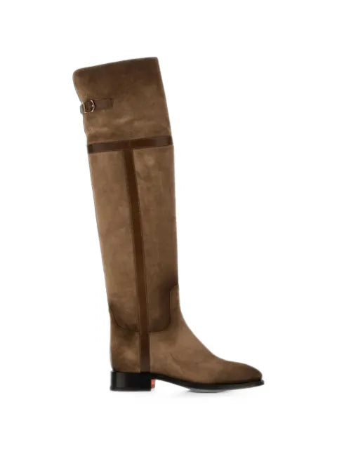 Santoni buckle-detail suede knee-high boots