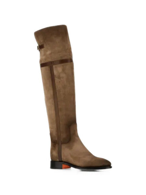 Santoni buckle-detail suede knee-high boots