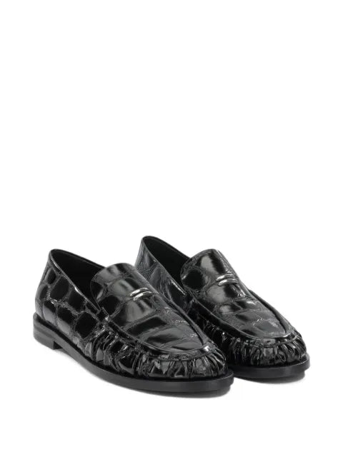Halmanera croc-effect gathered loafers