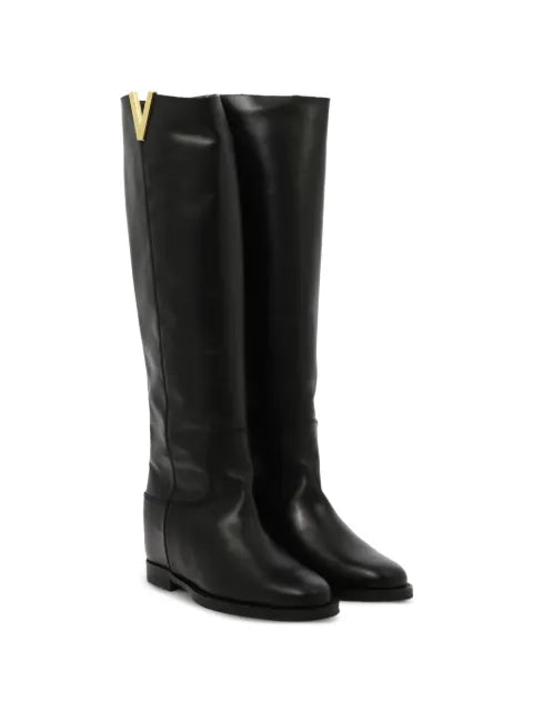 Via Roma 15 V-logo knee-high leather boots