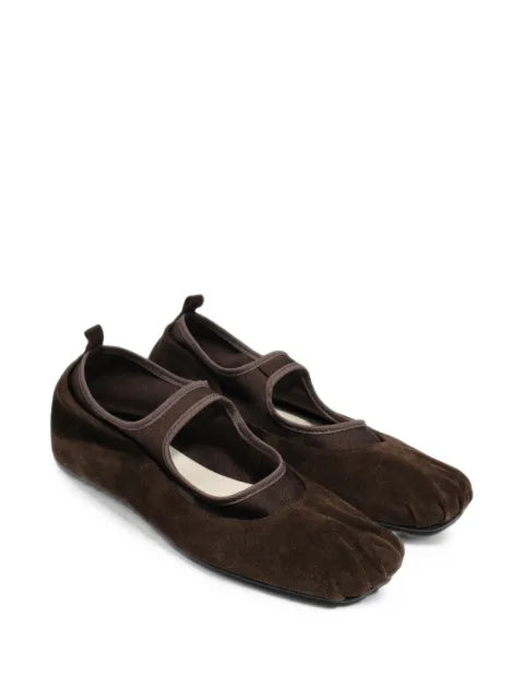BIMBA Y LOLA dark brown suede and tricot ballerina