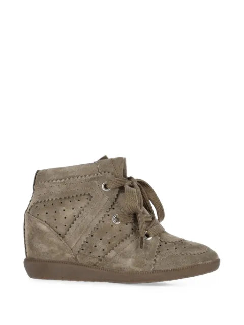 ISABEL MARANT Bobby suede calfskin leather wedge sneakers
