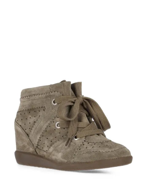 ISABEL MARANT Bobby suede calfskin leather wedge sneakers