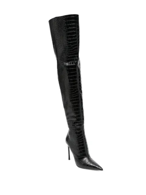 TOM FORD croc-effect over-the-knee boots