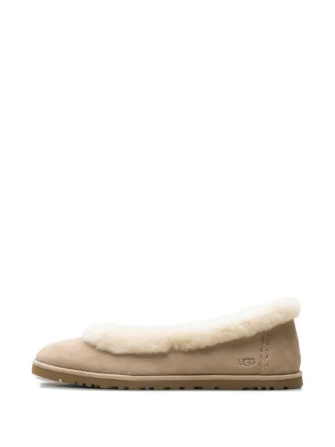 UGG Zora shearling-trim suede ballet flats