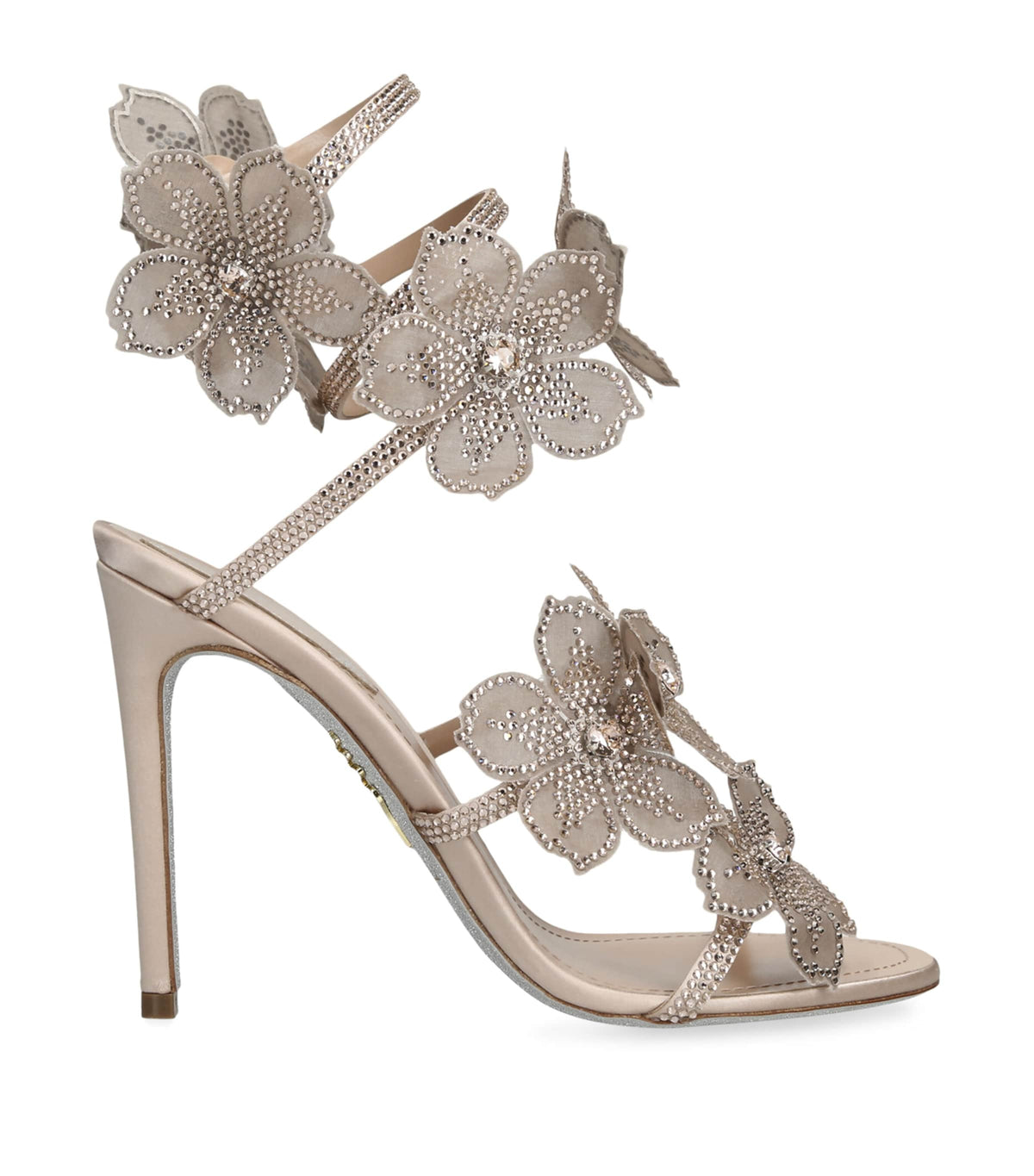 René Caovilla Satin Floral Cleo Sandals 105