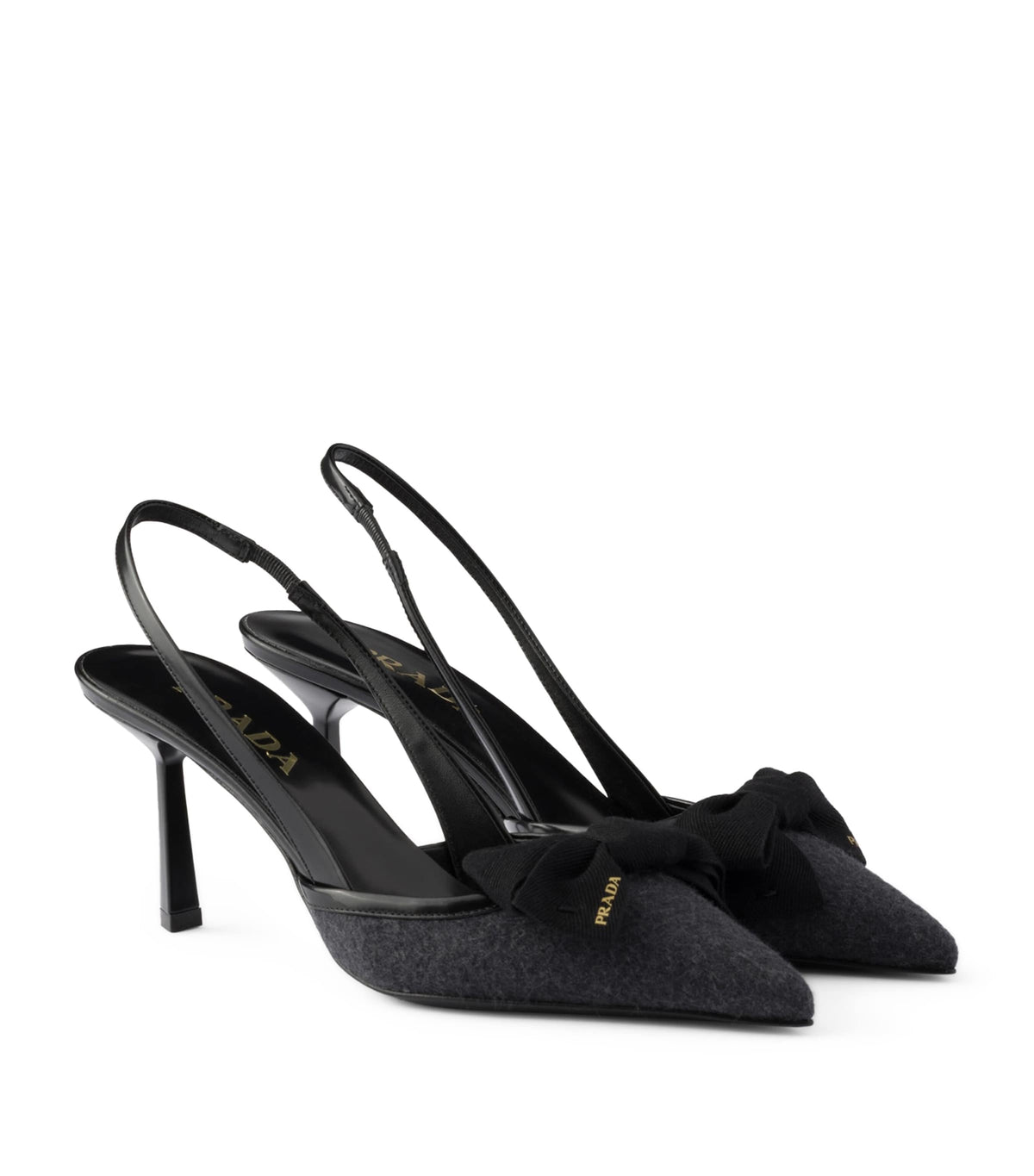 Prada Cashmere Bow-Detail Slingback Pumps 75