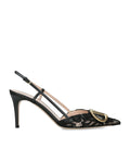 Valentino Garavani Leather Lace VLogo Slingback Pumps 80