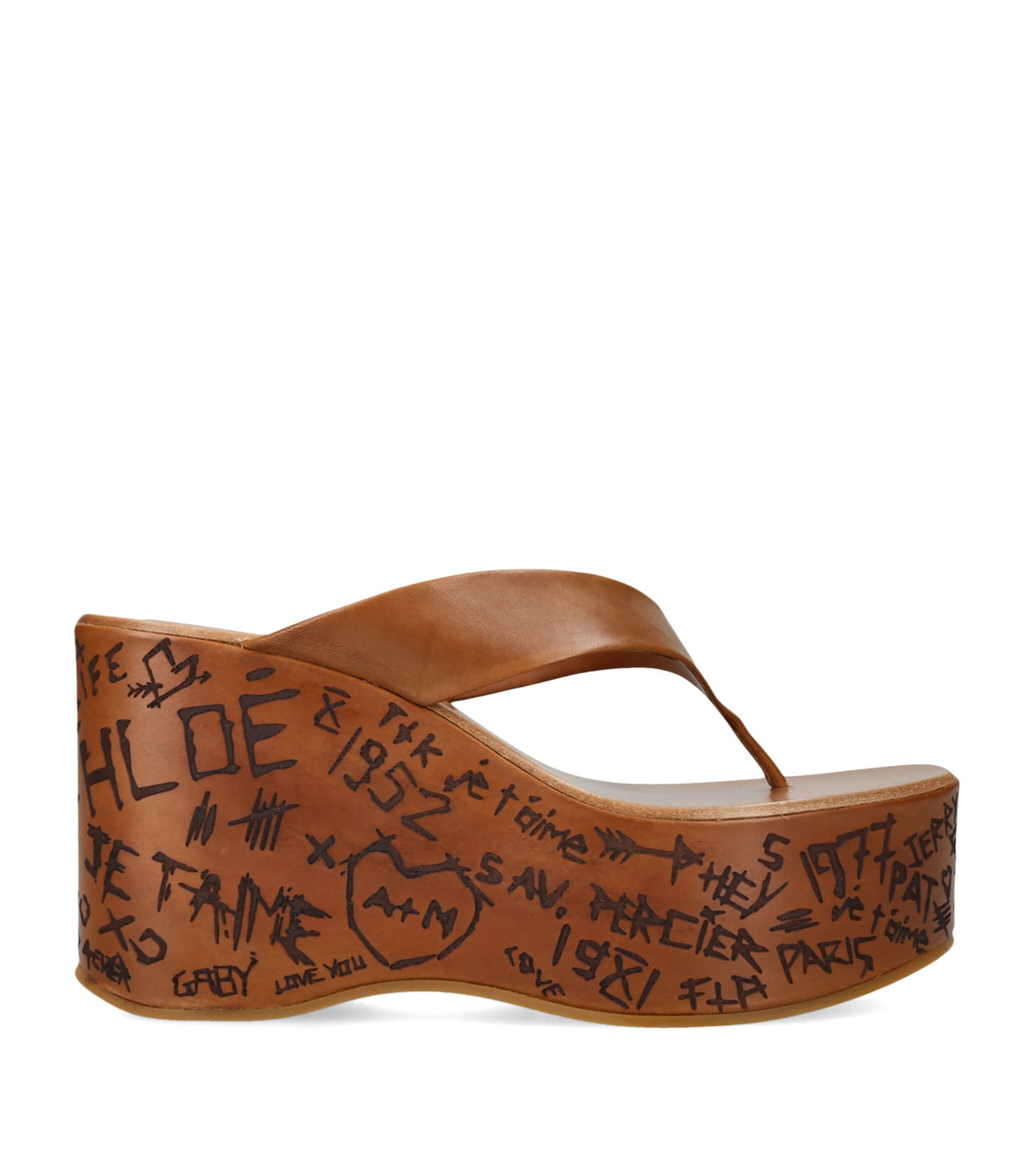 Chloé Leather Maxime Wedge Sandals 80