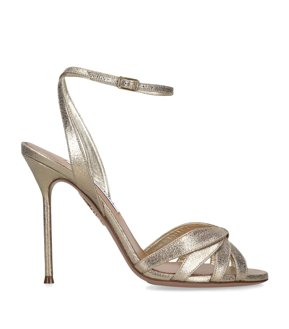 Aquazzura Metallic Leather Soulmate Heeled Sandals 105