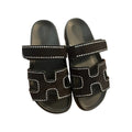 Hermès Chypre Sandal - Black with white stitching