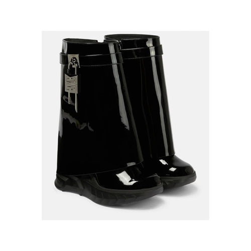 Givenchy Shark Lock Boots in Leather - Black Patent