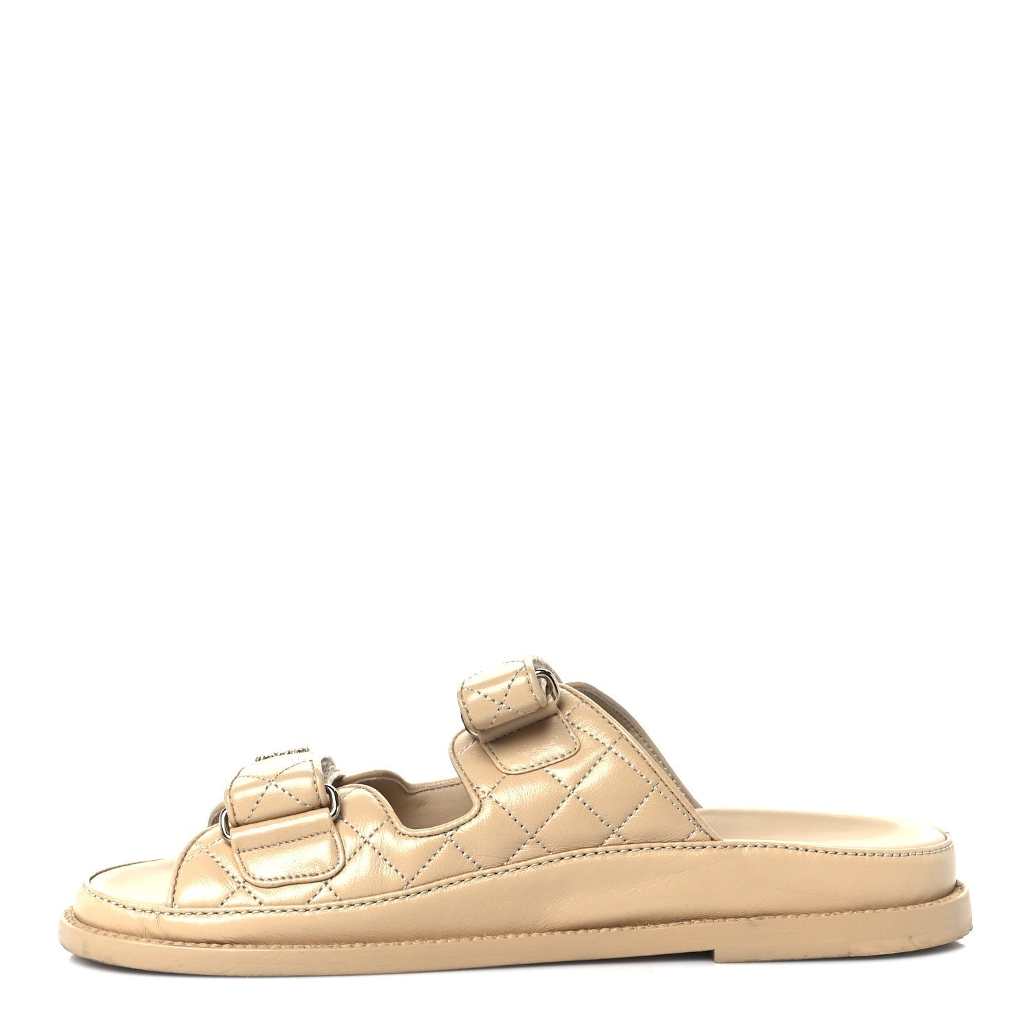 CHANEL LAMBSKIN QUILTED VELCRO DAD CHAIN CC SLIDE SANDAL PINK
