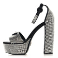 PRADA SATIN CRYSTAL TRIANGLE LOGO PLATFORM SANDALS CRISTAL YELLOW