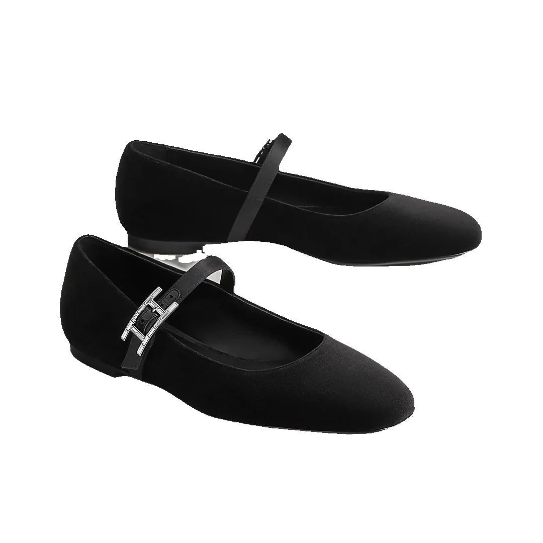 Hermès Light Ballet Flat - Black Velvet