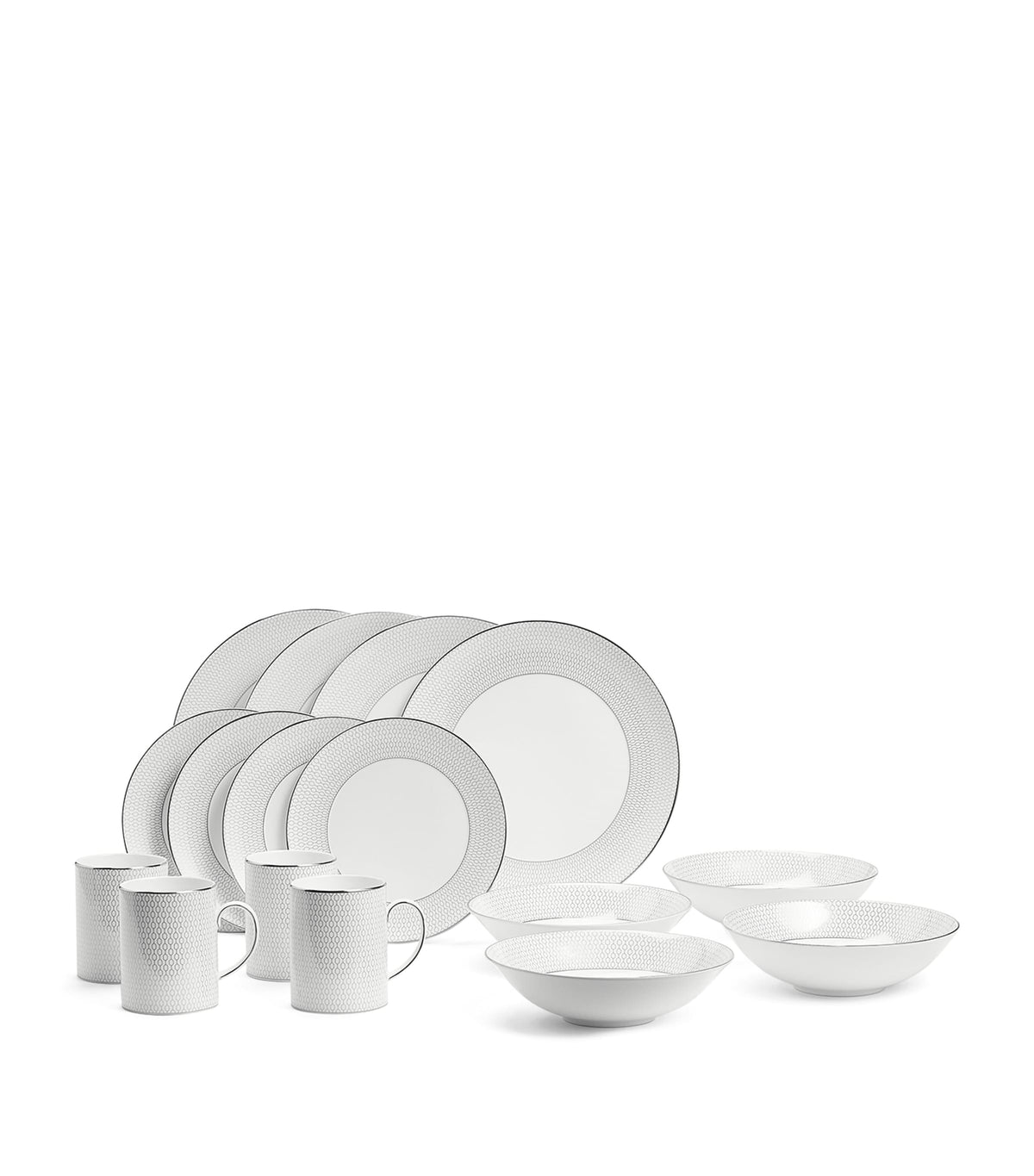 Wedgwood Set of 16 Gio Platinum Dinnerware Pieces