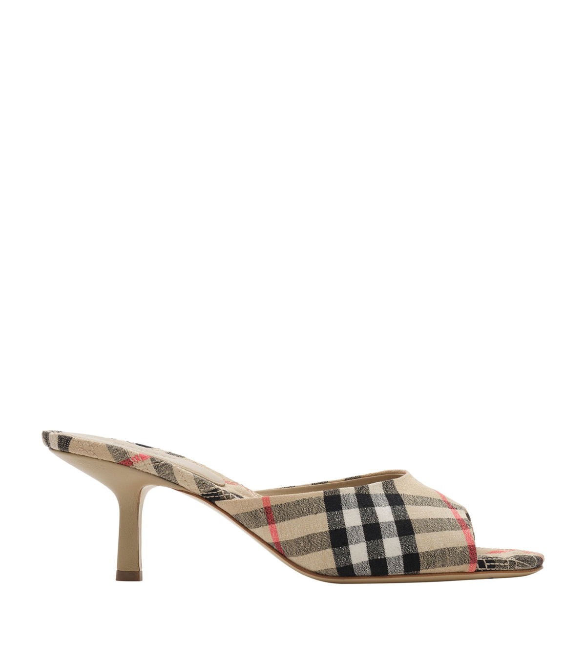 Burberry Linen-Blend Check Mews Mules 65
