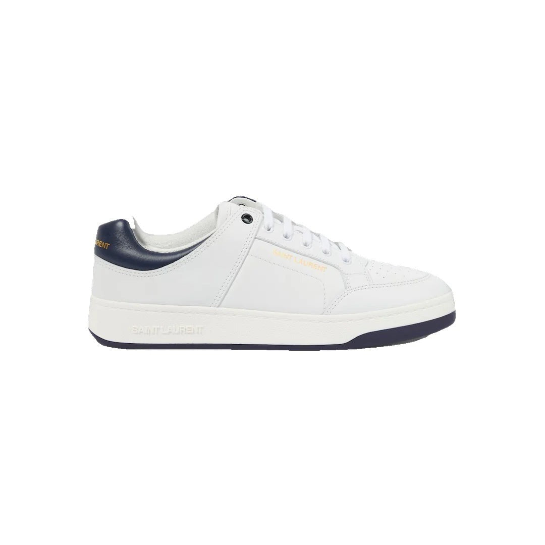 Saint Laurent SL/61 Lace-Up Leather Sneakers - White/Navy