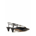 Fendi FFold Paneled Leather Slingback Flats - Black