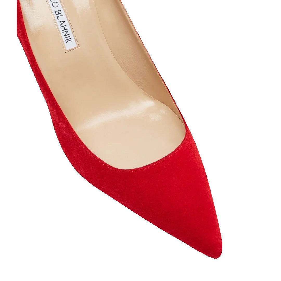 Manolo Blahnik BB 90 Checked Tweed Pumps - Red