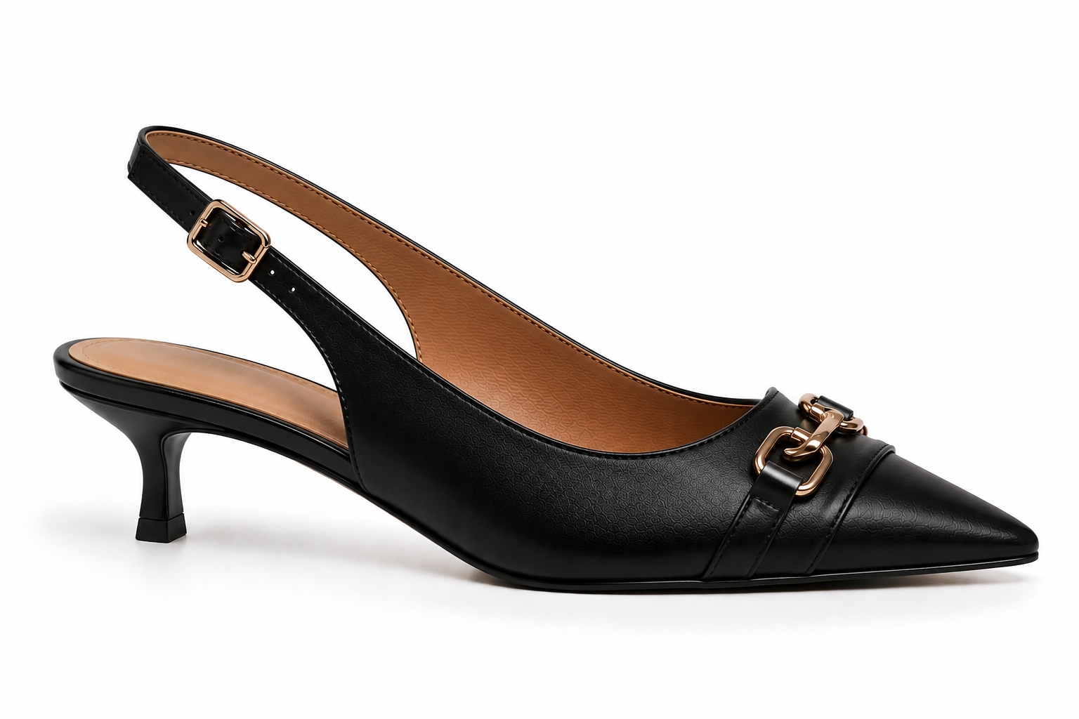 CASSIELA BLACK GOLD AMY KITTEN HEEL