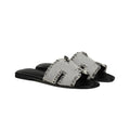 Hermès Oran Sandal - Black/White Canvas