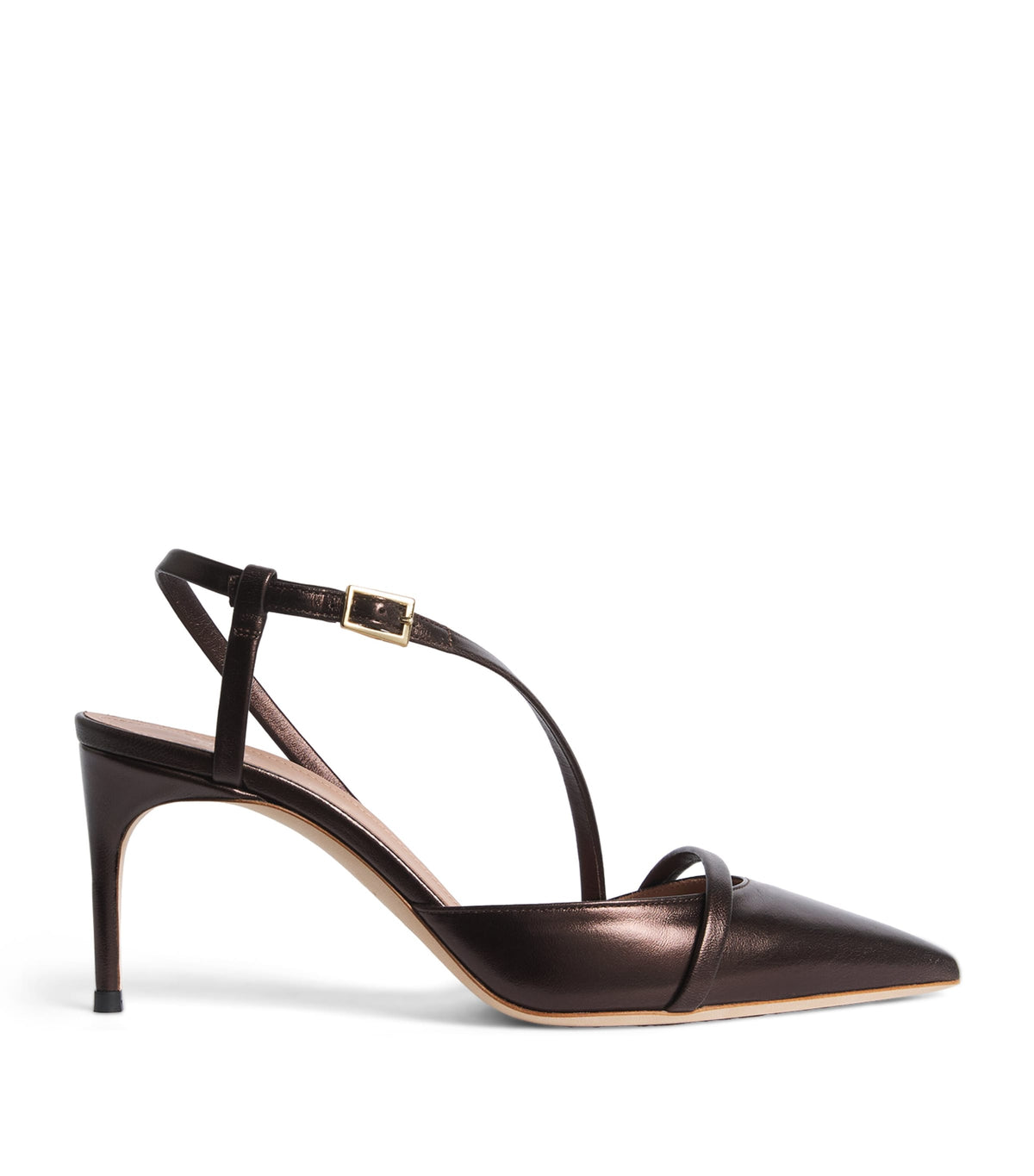 Malone Souliers Metallic Leather Valeria Slingback Pumps 70