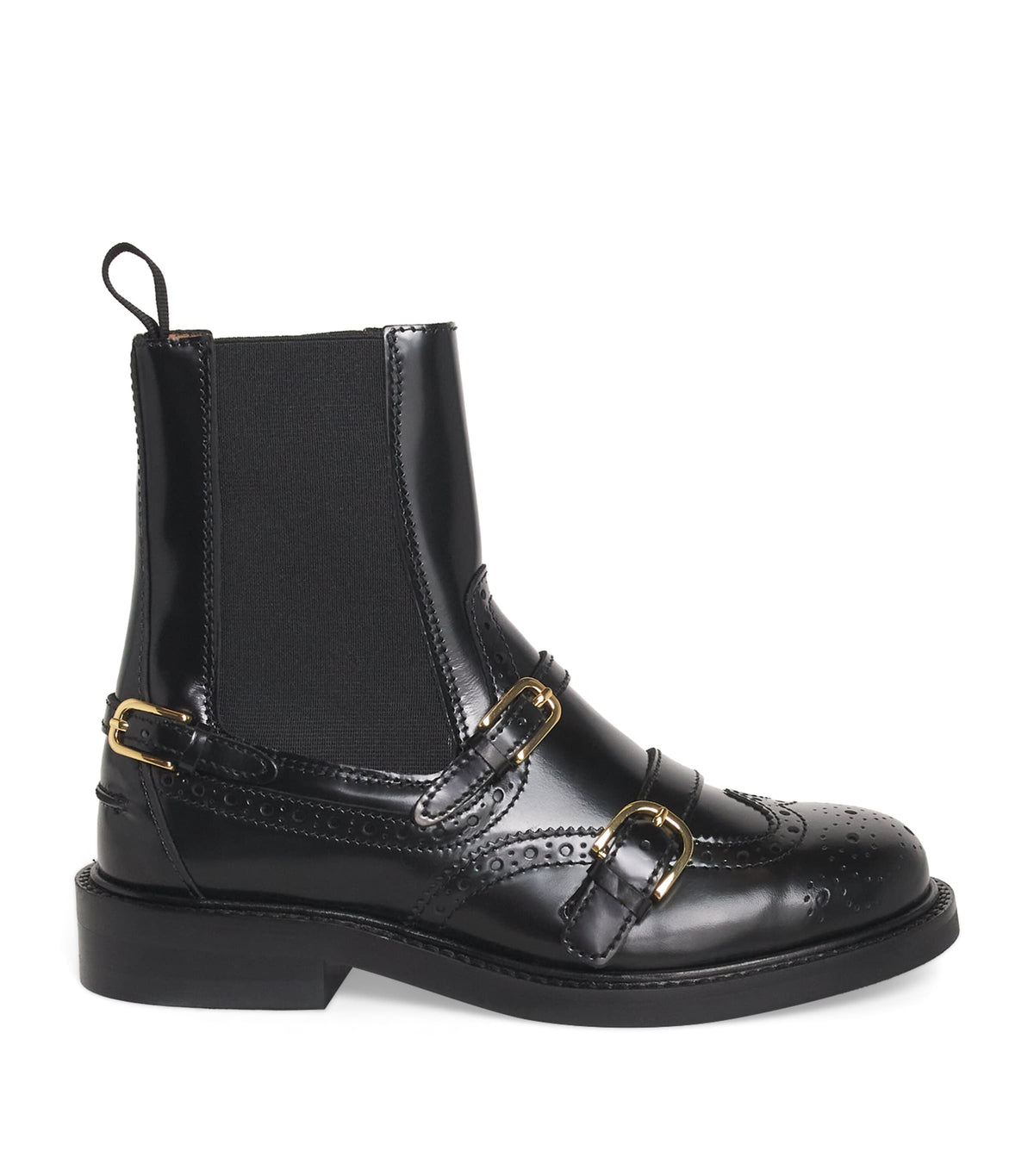 Sandro Paris Leather Buckled Chelsea Boots