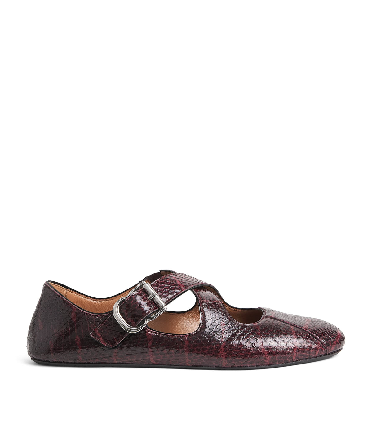 Alaïa Snakeskin Criss-Cross Ballet Flats