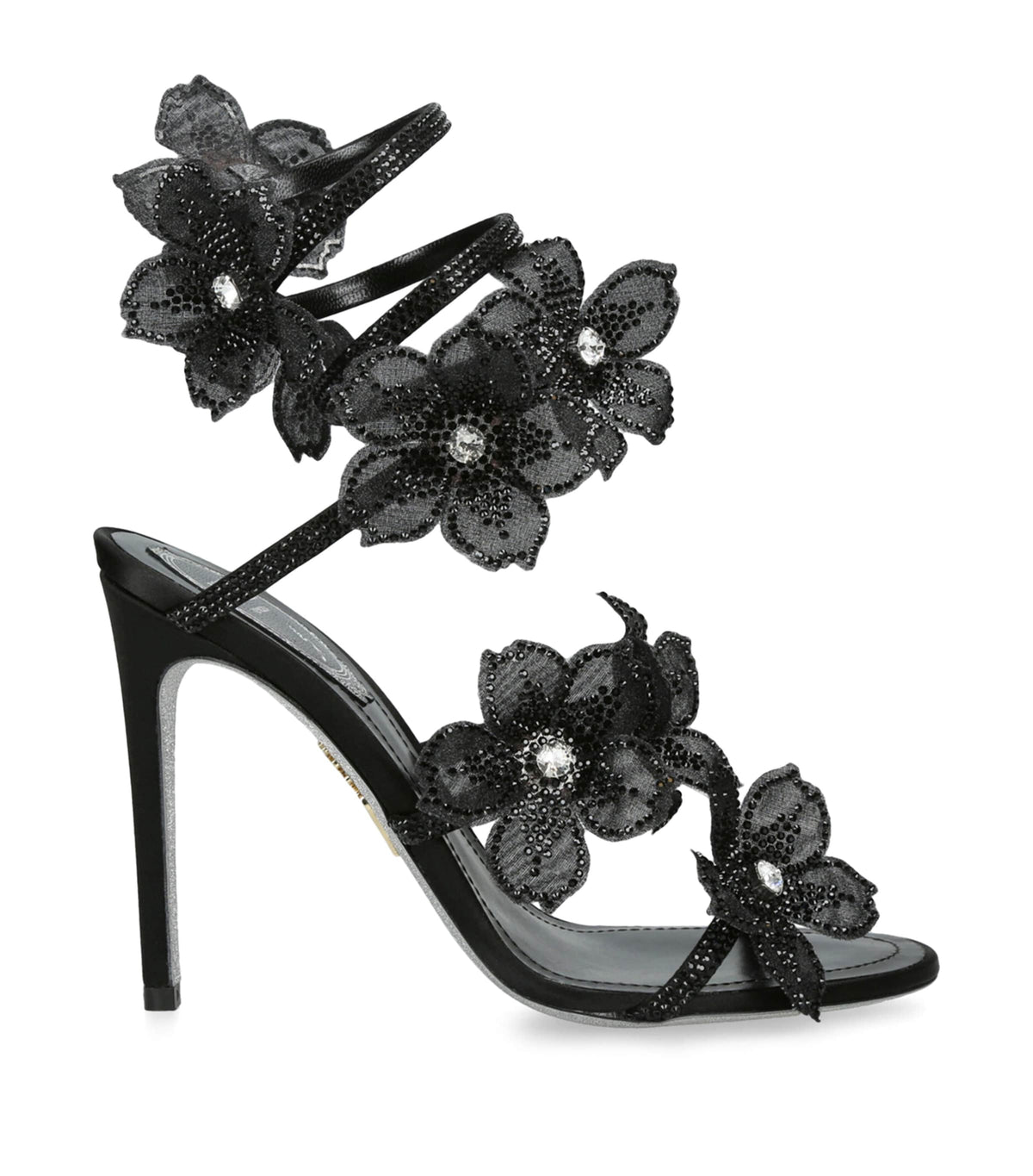 René Caovilla Satin Floral Cleo Sandals 105